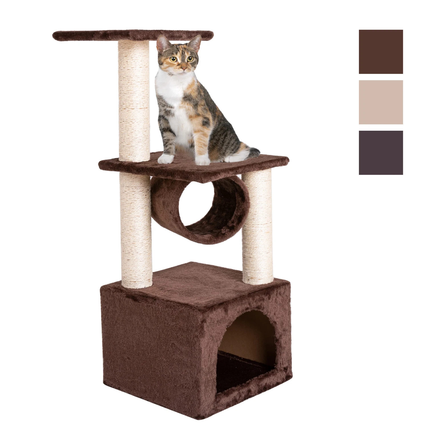 

Free Shipping Solid Cute Sisal Rope Plush Cat Climb Tower House Cat Tree