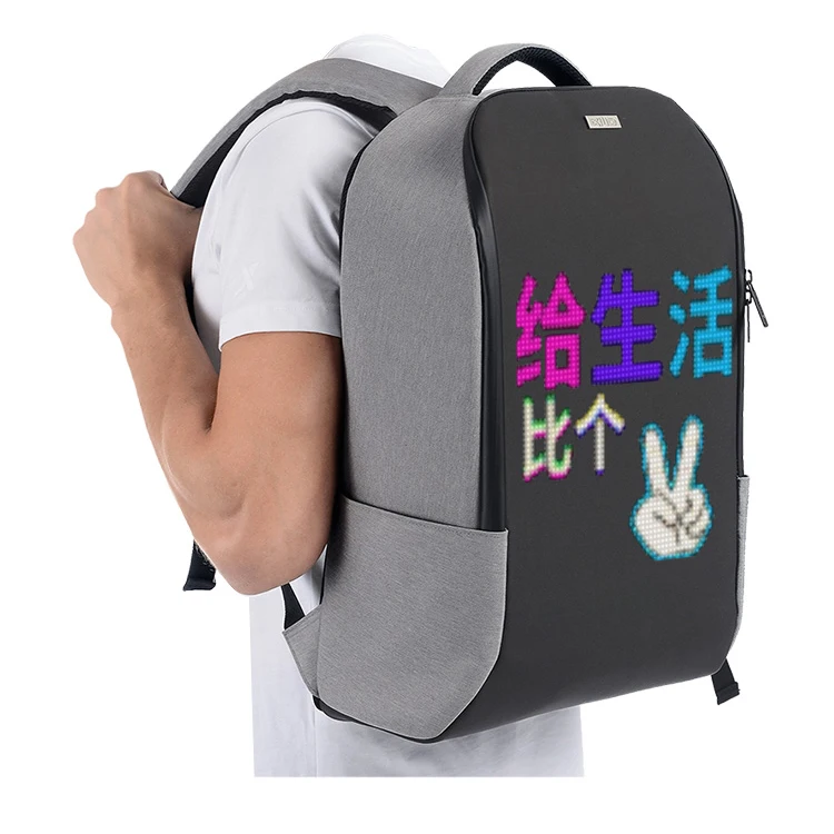 

2020 New Soft Shell Waterproof Smart WIFI APP Control Led Bag LED Backpack For Travelling Advertising Showing, Black