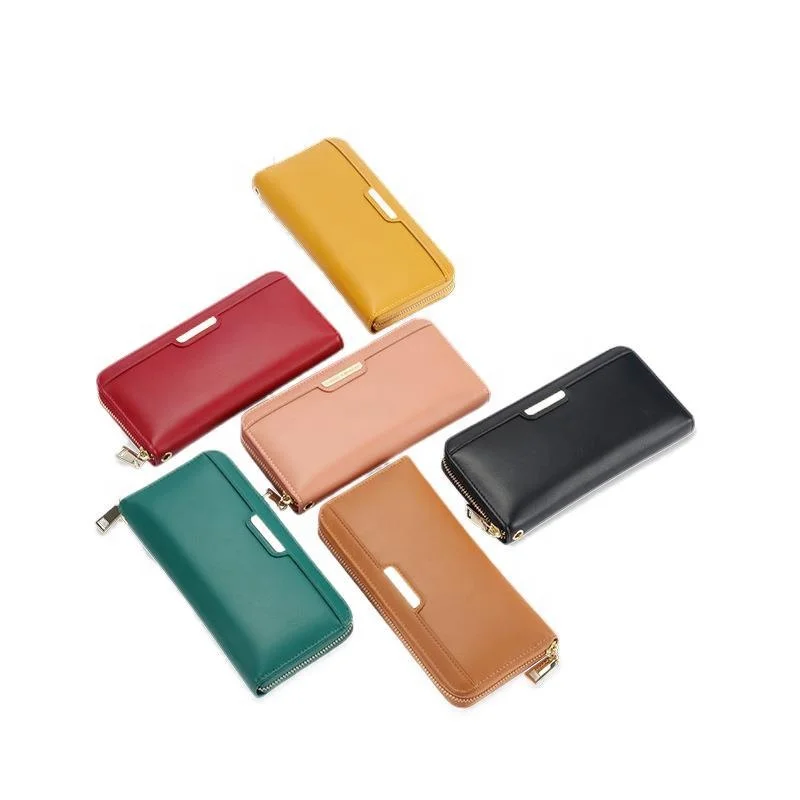 

PU Leather Wallet Portable pocket Card holder women Fashion ladies phone purse large zip Casual Wallets, Customized