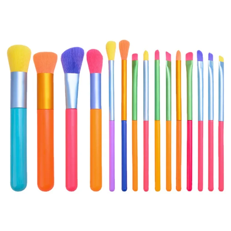 

BEAU FLY 2021 New Design Rainbow Color 10pcs 15pcs Makeup Brush Set Eye Beauty Brush Set, As pictures