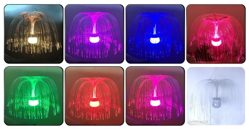 2020 new arrival RF remote control Color change park lighting rainproof fiber jellyfish hanging fiber jellyfish lamp