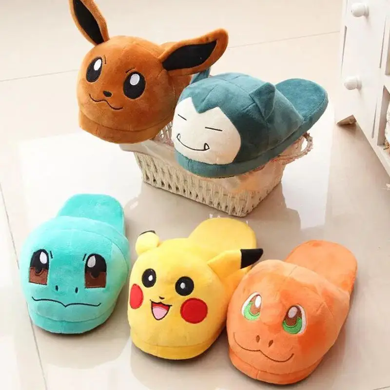 

2023 Pokemon Slippers Snorlax Plush Slippers Pikachu Plush Home Indoor Cotton Slippers