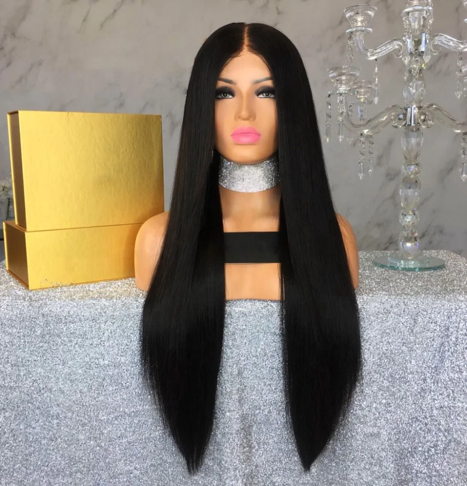 

Good Looking Double Drawn 100% Brazilian Human Hair Wig Long Straight Natural Color Lace Front Wig with 130% Density