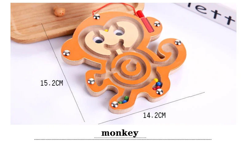 Wooden Puzzle Children Magnetic Animal Maze Toys Intellectual Jigsaw Board PB 