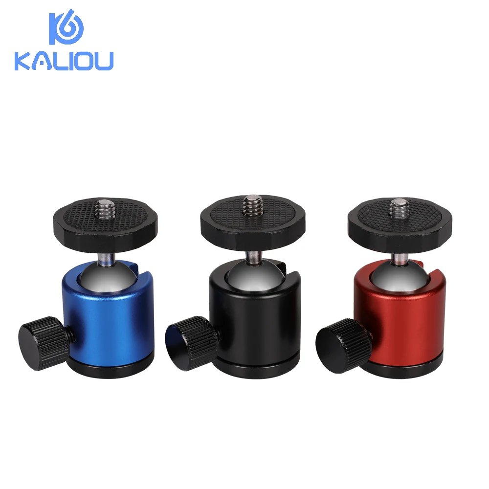 

Kaliou Universal Rotating Camera Mount 1/4 Mini Ball Head Mount 360 Swivel DSLR DV Camera Tripod Ball Head Accessories, Blue/red/black