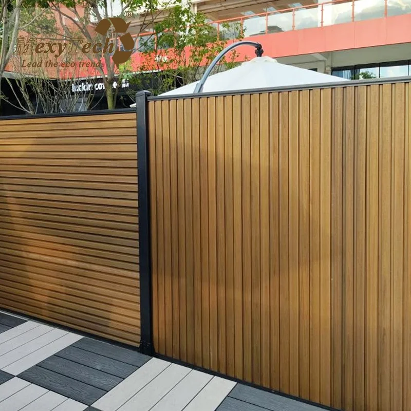 CE Certificated Eco-friendly Wpc Wooden Patio Fence Slatted Design Wpc Wooden Panels Privacy Wpc Zaun
