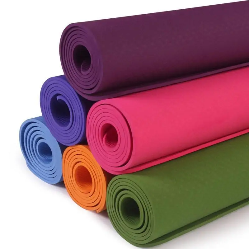 

Single Color 183 80CM TPE 8mm Exercise Yoga Mat Wholesale Gym Fitness Mats Random, Have 8 colors