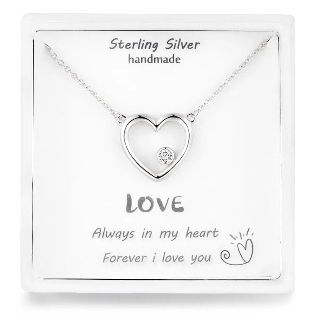 

Love in Heart Necklace 925 Sterling Silver Unswerving Love Ladies necklace Gift for Girl Woman Mom Girlfriend Lovers