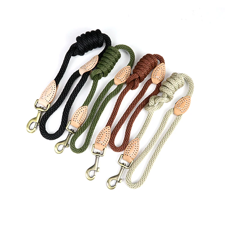

Cotton Nylon Rope Leash with Leather Tailor Handle and Heavy Duty Metal Sturdy Clasp