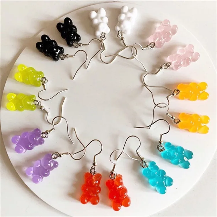 

New Summer Jewellery Personalized Jelly Earring Candy Color Resin Cute Bear Fashion Earrings Style
