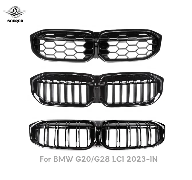 

For BMW G20 G28 LCI Front Grill Gloss Black Single/Double Front Grille Center Mesh For BMW 3 Series 2023-IN