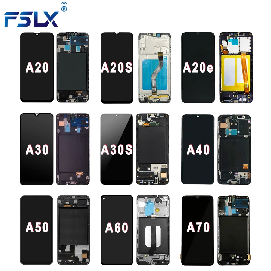 

OLED LCD Screen Wholesale With Frame For Samsung Galaxy A20 A20S A20e A30 A30S A40 A50 A60 A70 Touch Screen Display Assembly