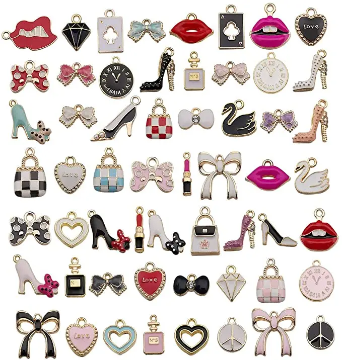 

Shoe Charms Women Makeup Enamel Rhinestone Colorful Rhinestone Pendant Lipstick Diamond Shoes Bag, Customized