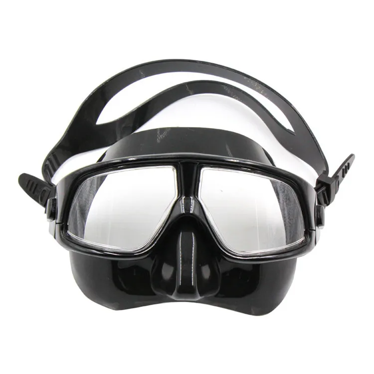 

Scuba diving goggles scuba deep snorkeling glasses adult youth wide field swimming silicone mask set, Black