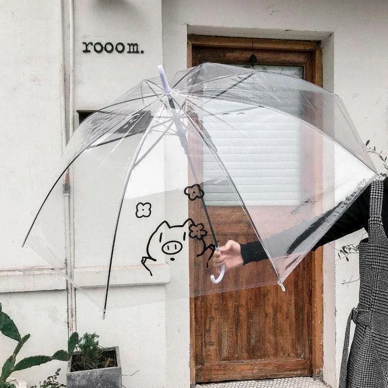 

Cute Car Rabbit Clear Umbrella Transparent Automatic Manual Rain Umbrella Windproof Folding Outdoor Portable Umbrellas
