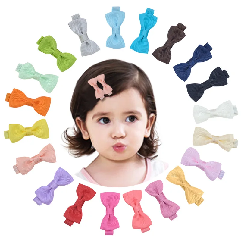 

Free Shipping Children's hairpin infant baby cute no harm to hair full lined ribbon bow hair clip, Picture