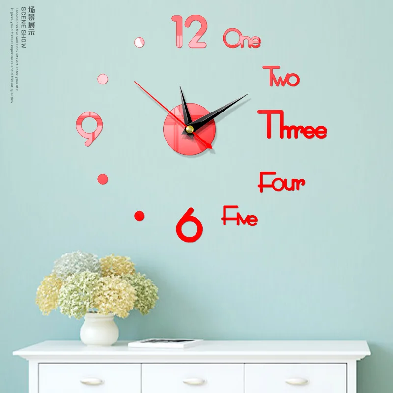 

DIY Large Wall Clock 3D Acrylic Sticker Big Size Home Office Decor 3D Wall Clock, Customized color