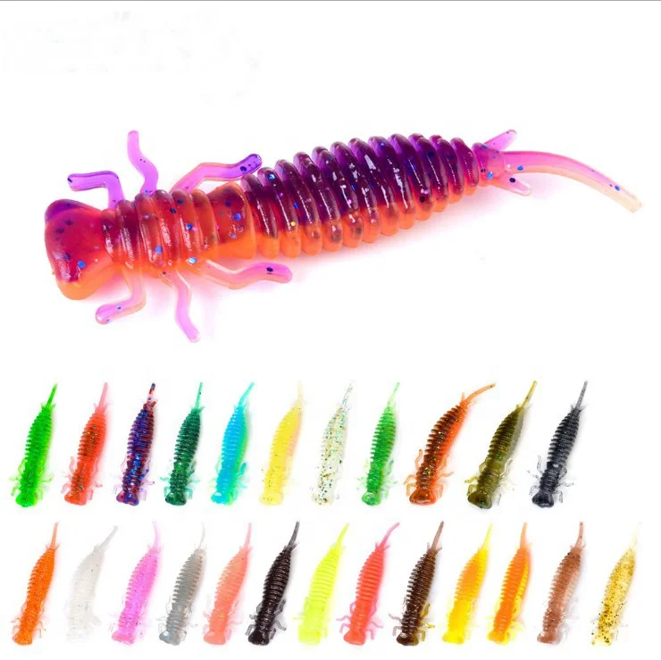 

Larva Soft Lures Fishing Worm Silicone Bass Pike Minnow Swimbait Jigging Plastic Baits 50mm 76mm 89mm Artificial Lures, Light green