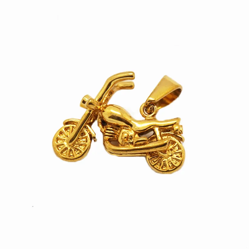 

Olivia In Stock Punk Stainless Steel Necklaces 18k Gold Motorcycle Shape Biker Pendants Accessories Pendant Men Jewelry