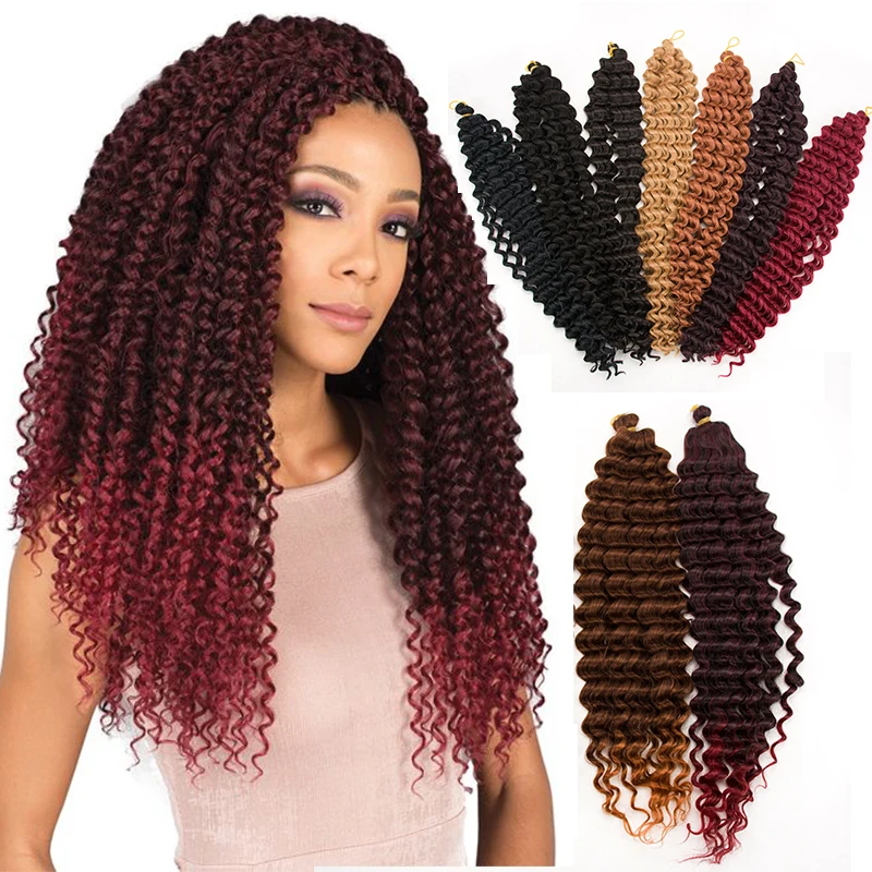 

wholesale cheap crochet braids hair, 20inch 100g deep wave twist synthetic hair extension, #1,#2,#1b/30,#1b/27,#1b/bug