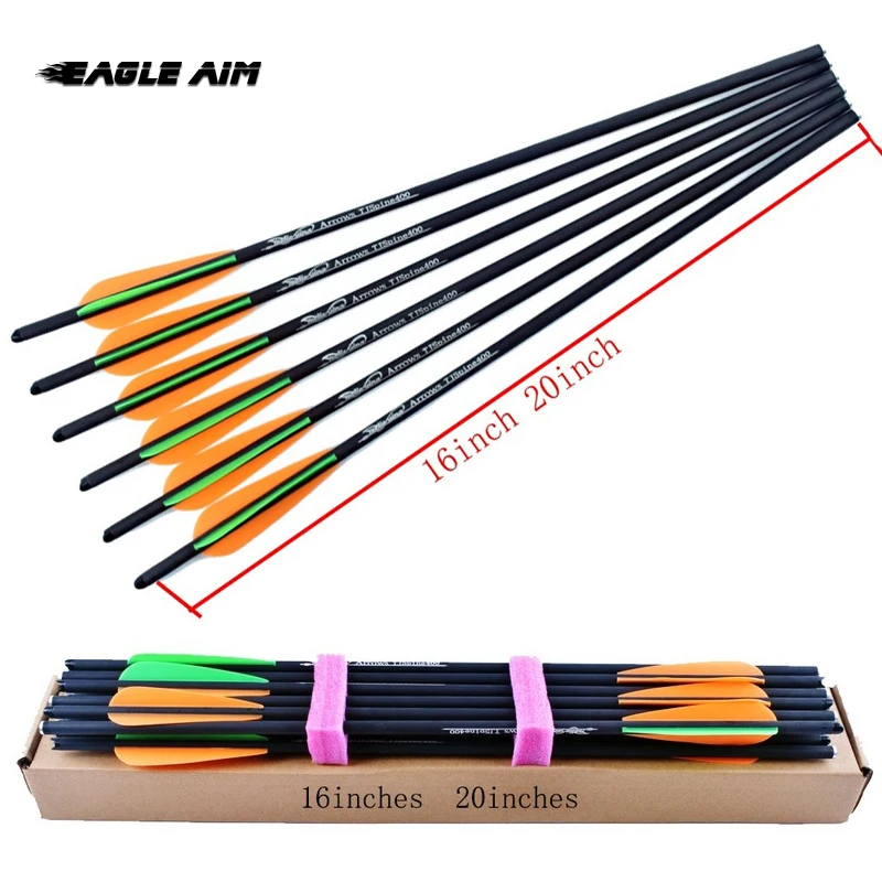 

24Pcs 16/20 inch Crossbow Bolt Arrow Spine 400 with Red and black Feather for Archery Hunting Shooting