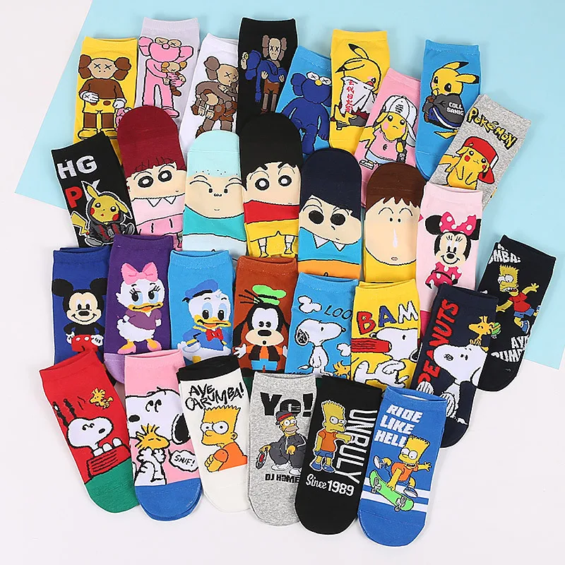 

Cartoon anime cute children cotton socks Snoopy Sponge Mickey Donald Duck Crayon Shin-Chan The Simpsons Children's socks