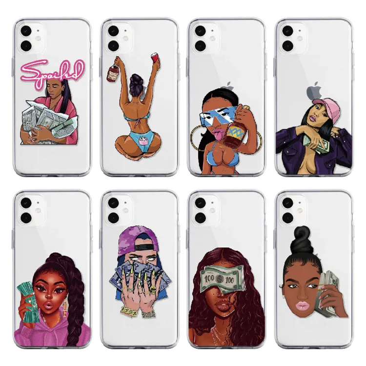 

New design African people Black Head girl Phone Case for iPhone 12 for ladies