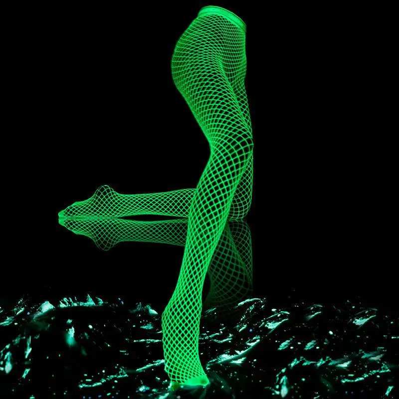 

Wholesale Womens Mature Luminous Fishnet Stockings Hollow Out Solid Women Sexy Pantyhose Night Club Sexy Base Socks For Woman