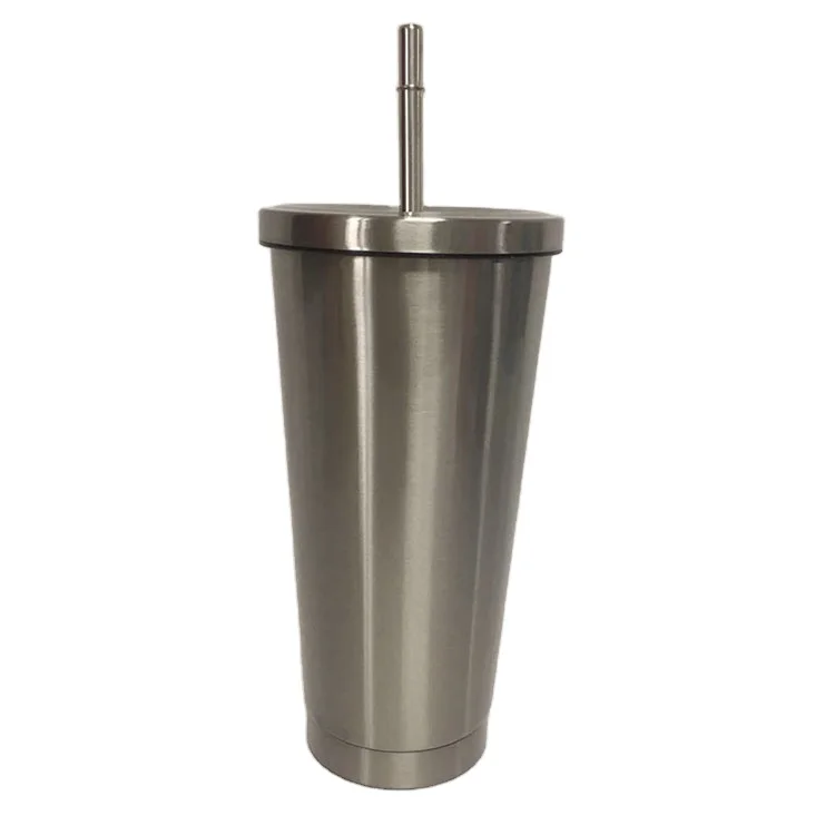 

16OZ Stainless Steel Tumbler Wine Double Wall Straight Tumbler With Metal Straws, Black, white, green and custom color