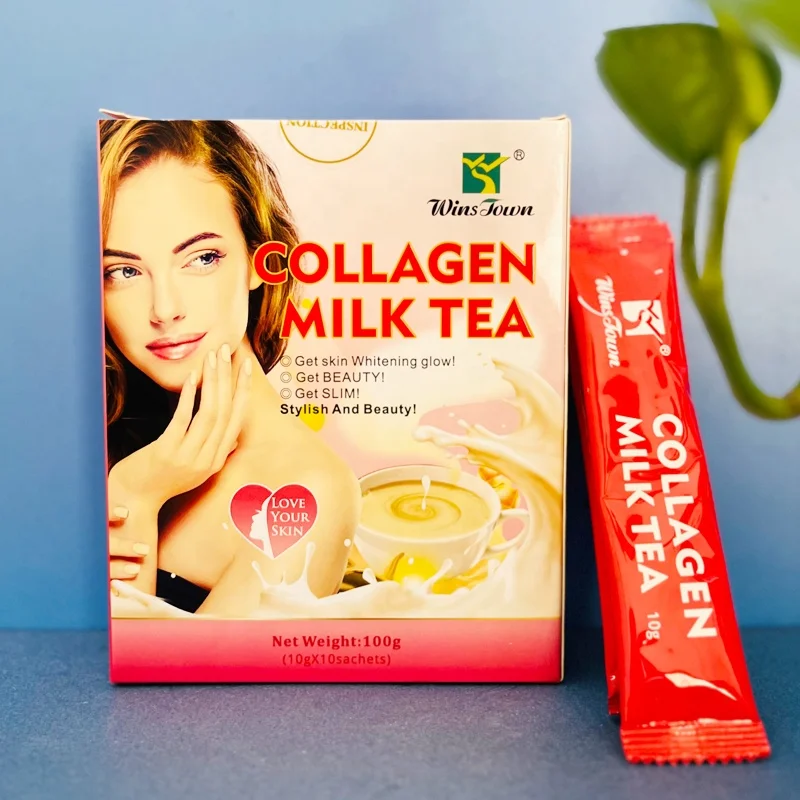 

Private label Collagen milk tea glow beauty women face skin whitening tea for collagen protein Dark skin to white and bright