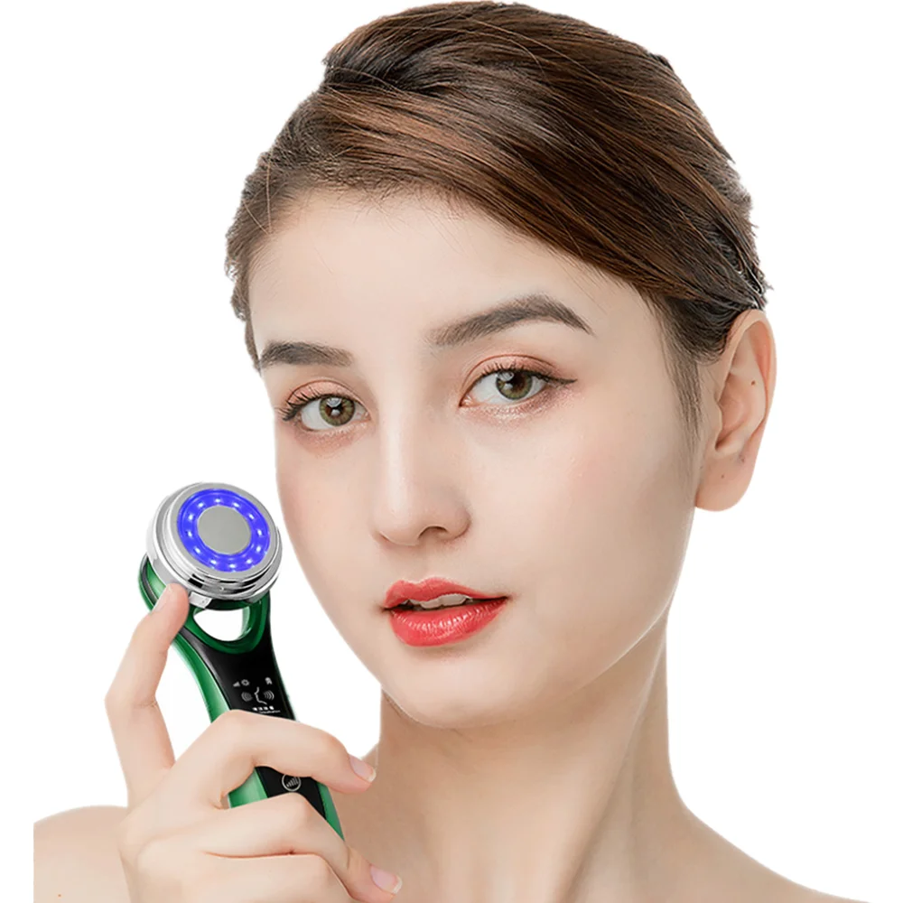 

Hot Electric Facial Massager Red Blue Light Therapy Beauty Device Skin Tightening Lifting Anti-aging EMS Face Massager, Red green