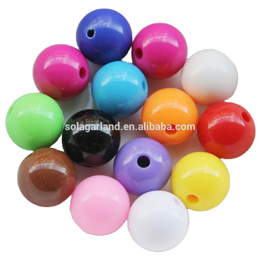 Cheap Custom 20MM Pink Solid Opaque Round Plastic Acrylic Beads for Fashion Jewelry