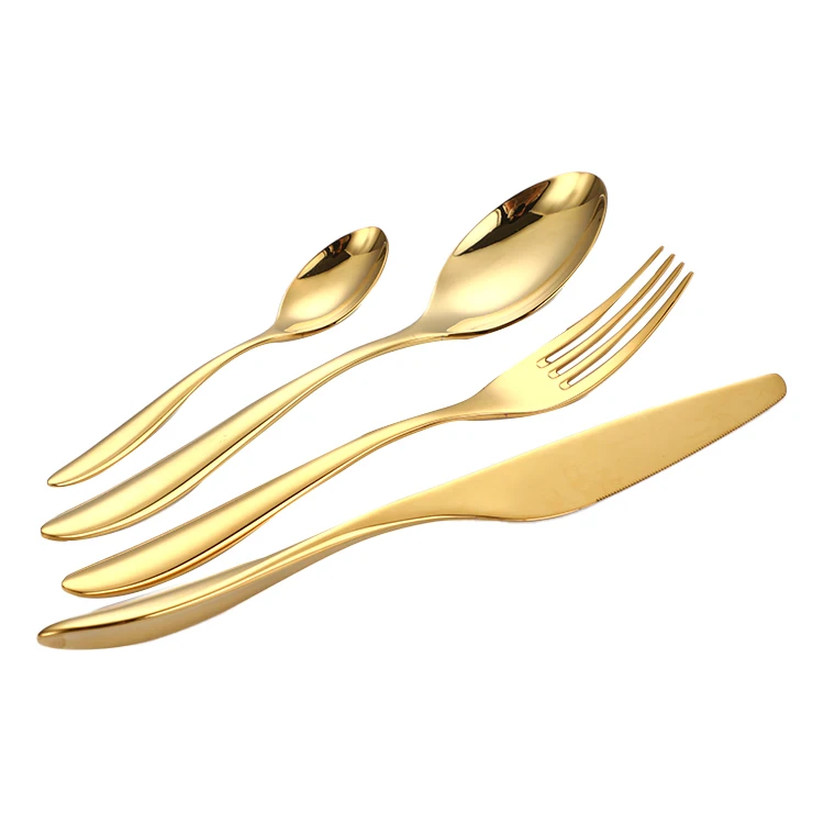 

Unique products cutlery travel 4 person stainless steel flatware gold stainless steel cutlery set, Customized color