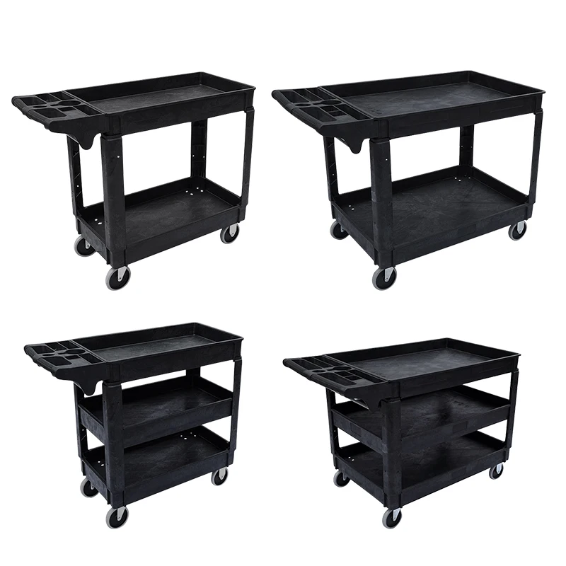 Heavy Duty Plastic Tooling Service Trolley 2/3 Layers Industrial Storage Cart with Wheels  for Bathroom Rack Storage