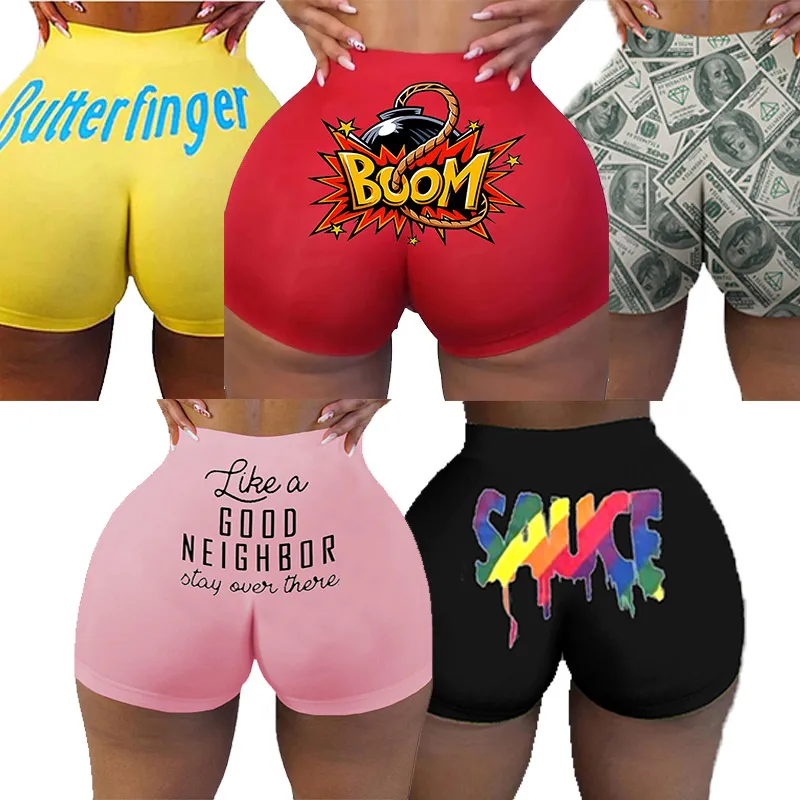 

Wholesale High Waist Starburst Vendor Weed Women Candy Print Snack Shorts