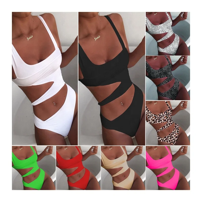 

Top Selling Sexy One Piece Swimsuit Women Swimwear Bathing Suits, Black, white, leopard, fluorescent green, red-9 colors