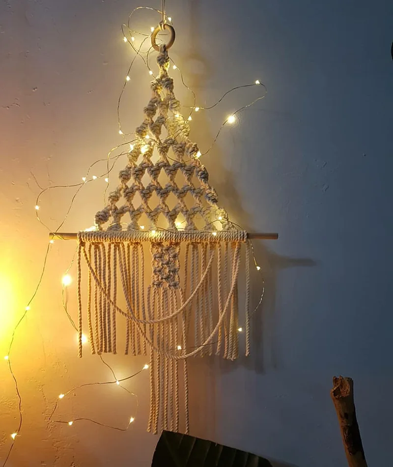 

Handmade Macrame Bohemia Cotton Tassel Christmas Trees Home Decoration