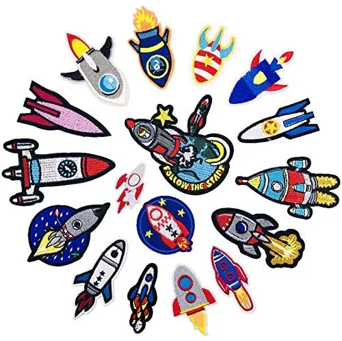 

Embroidery Patches Rocket Series Sew On Patches Iron On Patches for Clothes Badges Sticker for Jeans