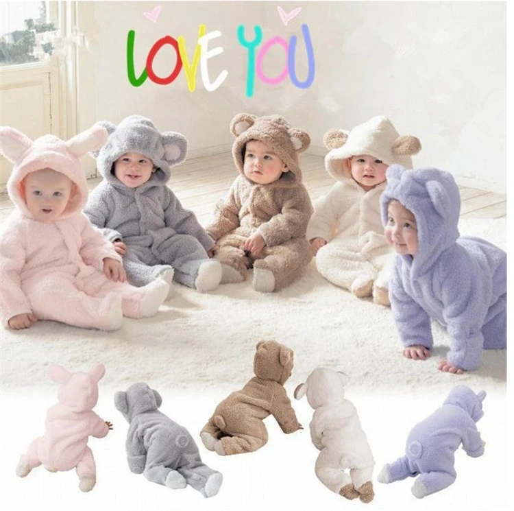 

New Born Baby Clothes Winter Romper For Boys Animal Fleece Soft Thicken Baby Girl Romper Hooded Jumpsuit, As the picture show