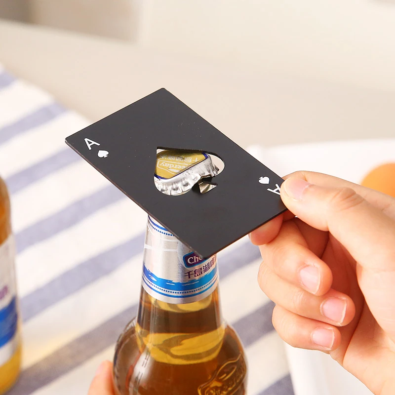 

Poker Shape Beer Bottle Opener Hot Sale Stainless Steel Can Opener Kitchen Accessories, As photo