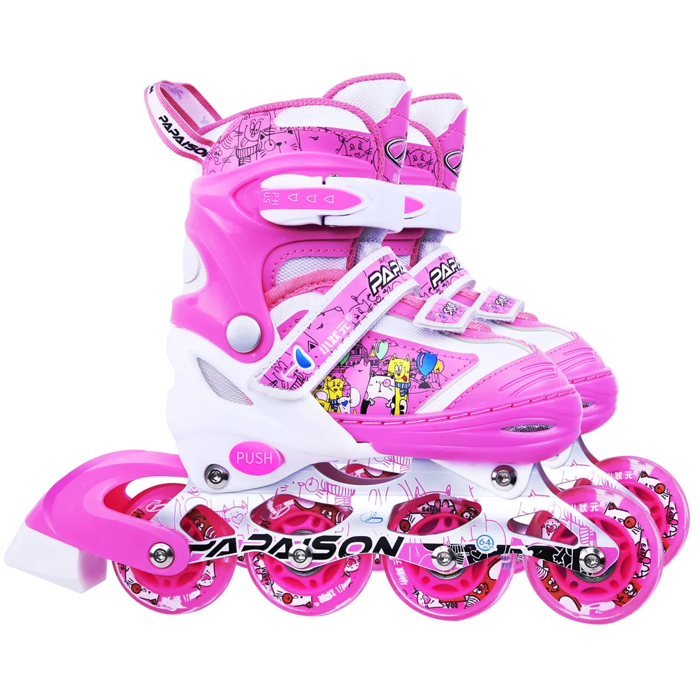

2021 New Colorful Cute Detachable Light-up Wheels Inline Skates for Kids Adult and Teenager Blue Red Pink