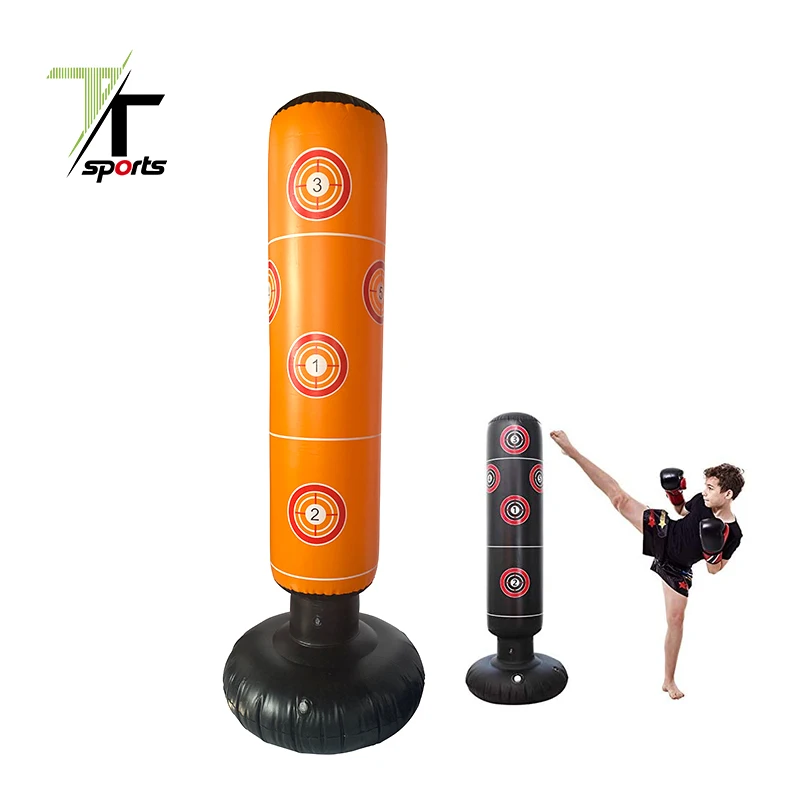 

TTSPORTS New Fitness Gym Training 64 Inch Kick Boxing Bag Equipment Inflatable Free Standing Punching Bag Man, Customized