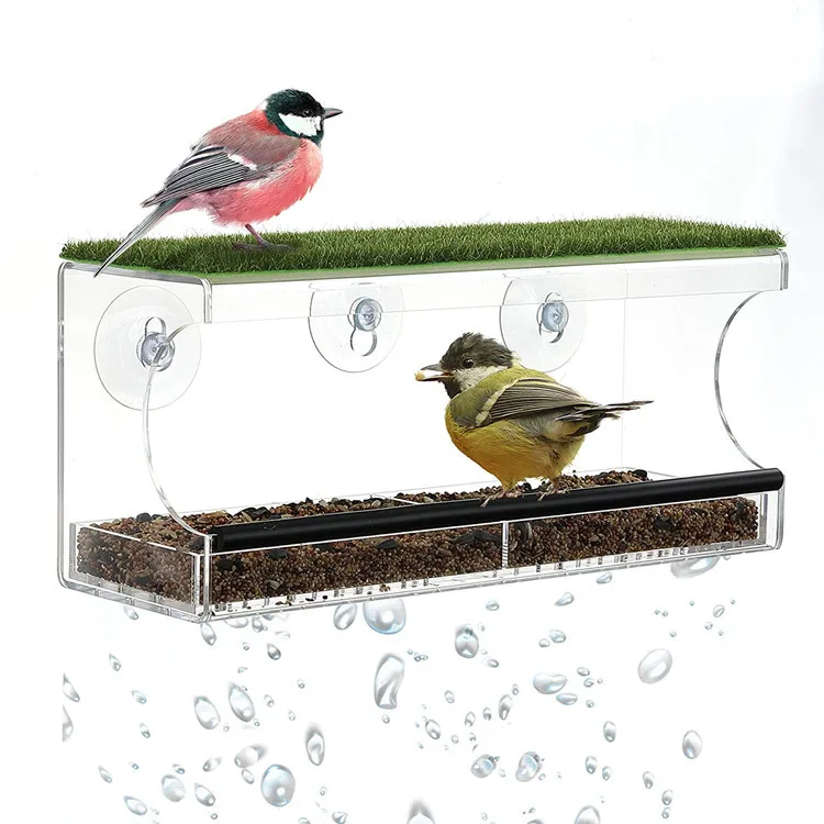 

2021 Fashion New Feeders Window Bird Feeder With Thermometer, White