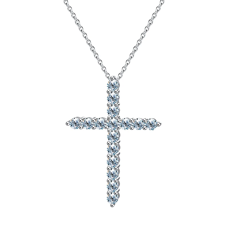 

Fashion Jewelry Brilliant Cross Shape Diamond Moissanite Necklace Real 925 Sterling Silver VVS D Color For Women Best Gift