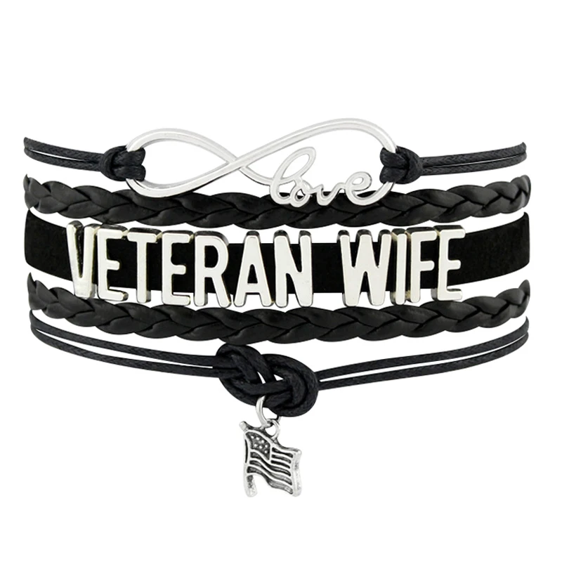 

Factory Veterans Wife Second Amendment Guns Human Rights Veterans Day Military Soldier Mens Support Our Troops Bracelets, Silver plated