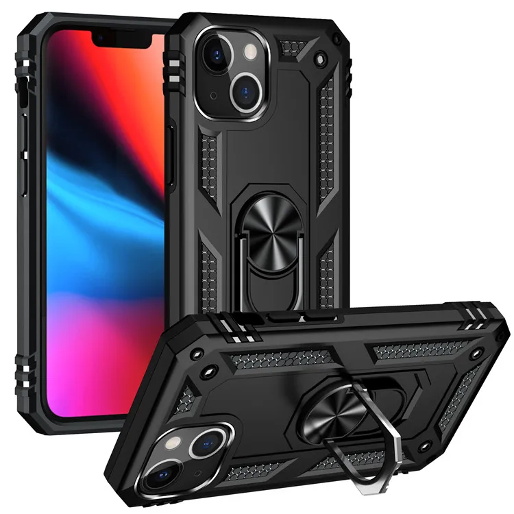

High quality kickstand armor tpu hard shockproof ring holder mobile phone back cover case for iphone 13