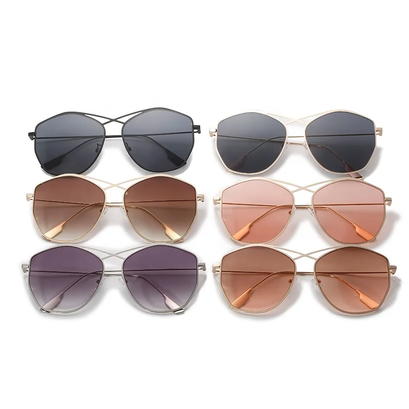 

Latest trendy Italy design cat3 uv400 custom logo women double bridge retro round metal frame sunglasses sunglasses