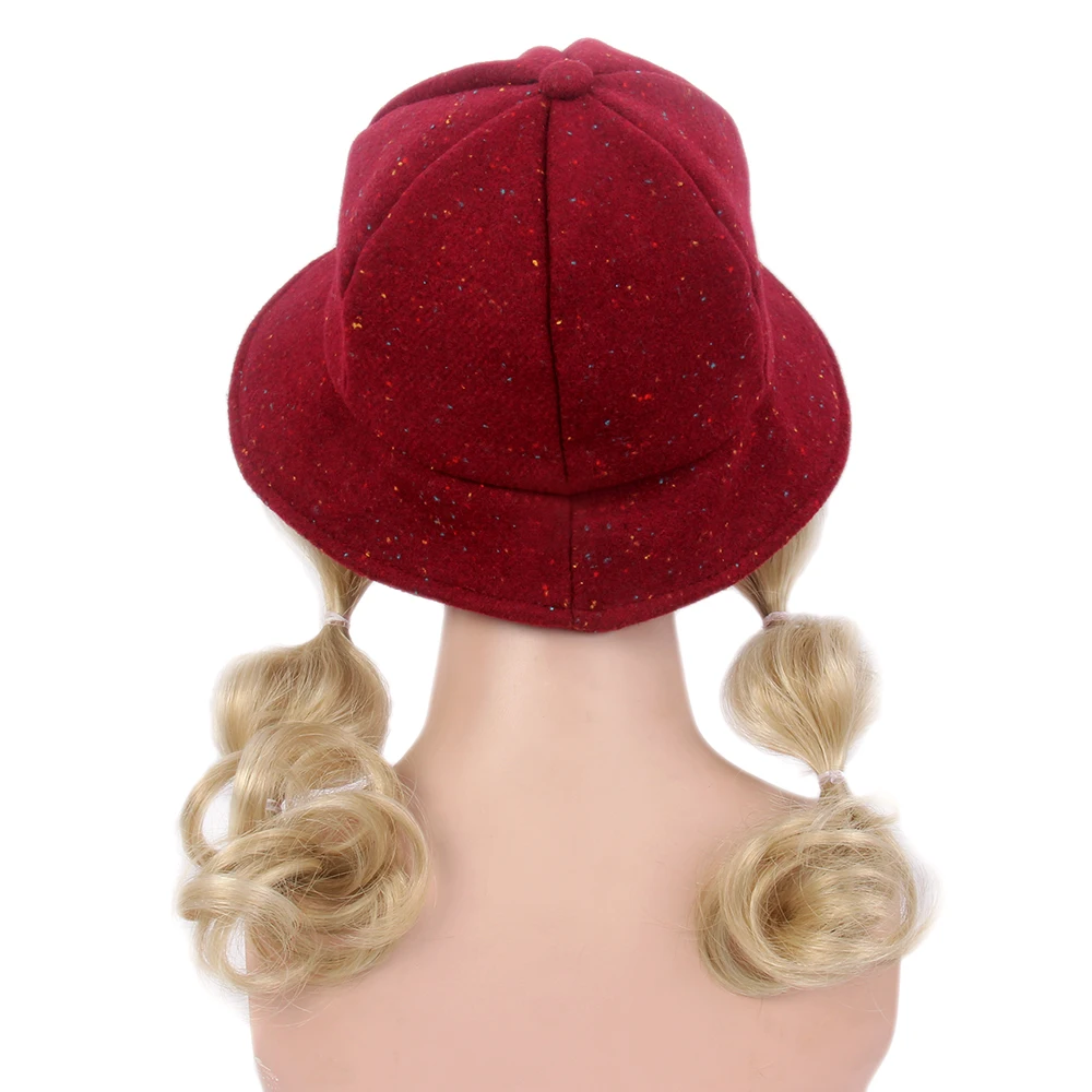 帽子金发短辫子合成头发假发为孩子 - buy wig for kids,short braids