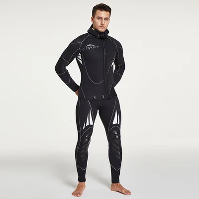

2020 Sbart 5mm rubber diving suit warm winter swimming long sleeve one piece two piece thickened jellyfish suit fishing suit, Color block