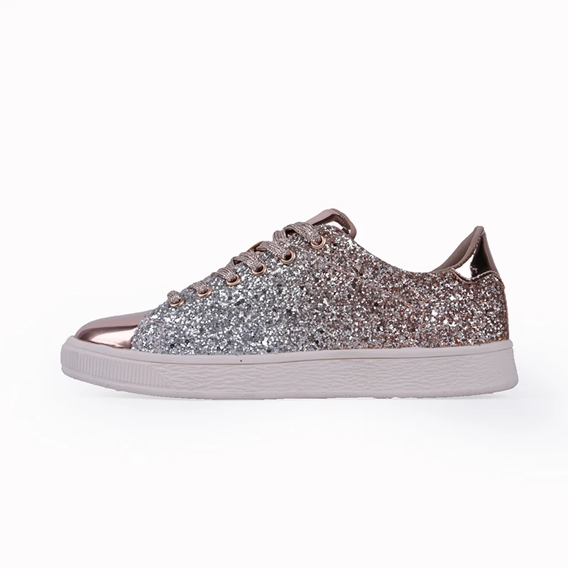

Hot selling women comfortable flat fashion shoes ladies glitter party sneakers, Black, pink, gold, green